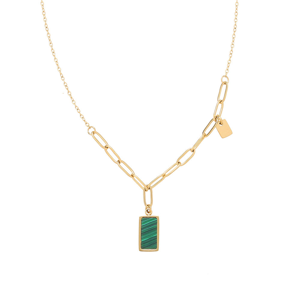 Green Necklace ,18K Gold Birthstone Necklace, Dainty Charm Pendant Necklace, Olive Green stone, Best Gift For her