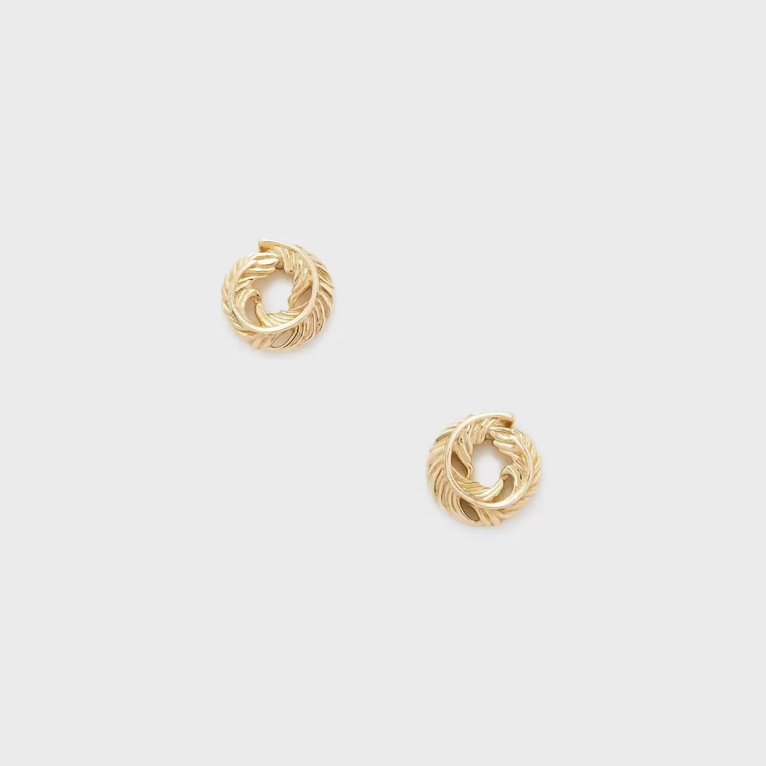 14k S925 Retro Elegance Feather Stud Earrings, Feather earrings, Tribal Earrings, Gold-Plated Feather Stud Earrings