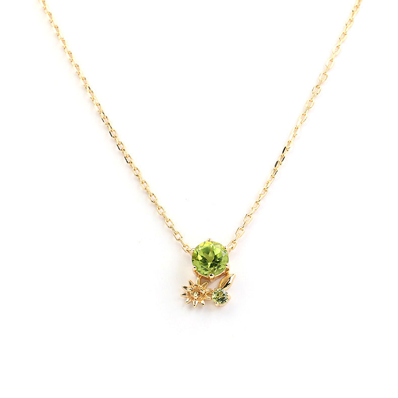 14K Olive Grove Elegance 925 Silver Necklace, Delicate Necklace, Minimalist Necklace,give her a gift, Peridot Necklace , Cluster Chain , Mom Necklace , chain necklace , Gold Chain Necklace , Minimalist necklace  ,dainty gold necklace  ,14K gold necklace  ,gold plated necklace ,dainty necklace