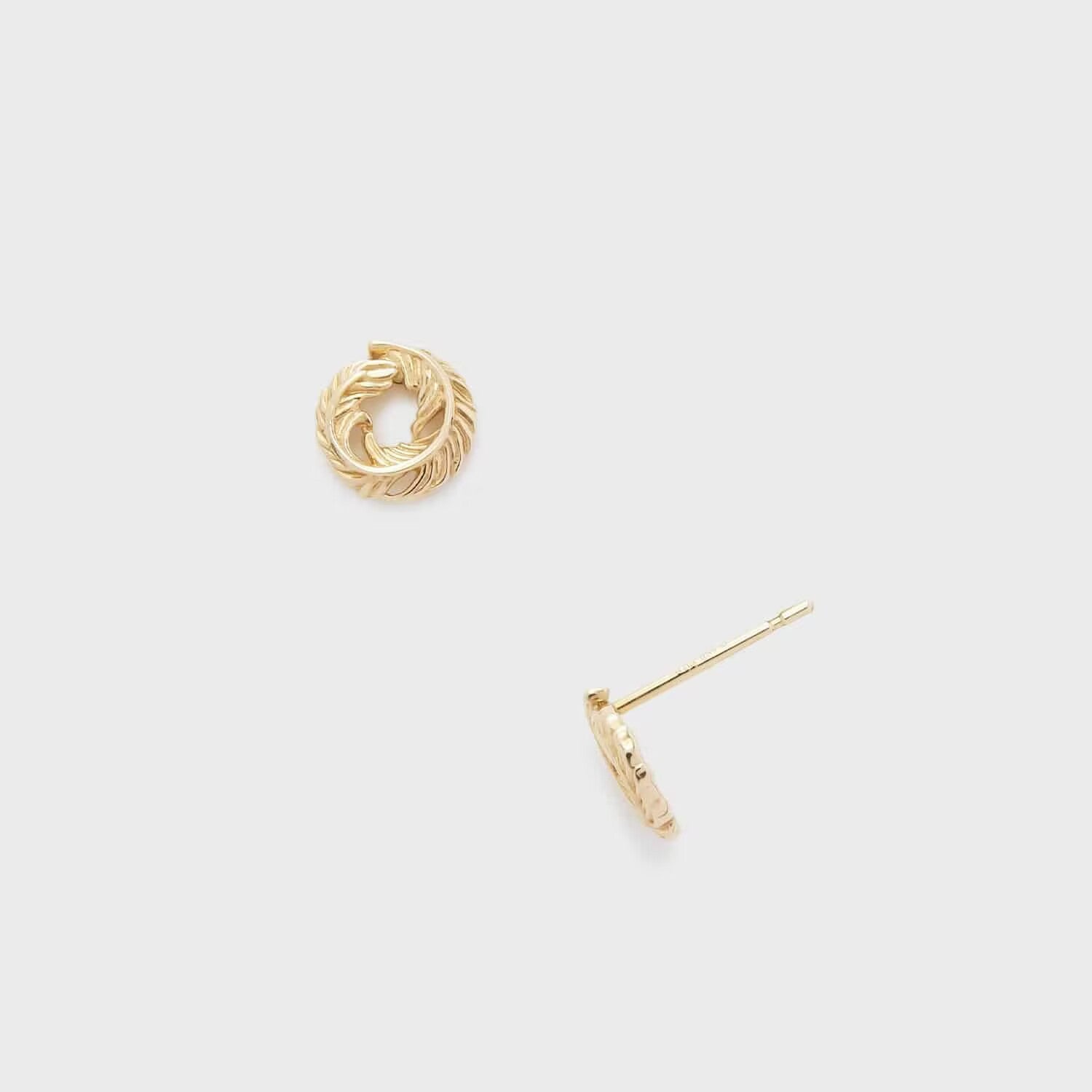 14k S925 Retro Elegance Feather Stud Earrings, Feather earrings, Tribal Earrings, Gold-Plated Feather Stud Earrings