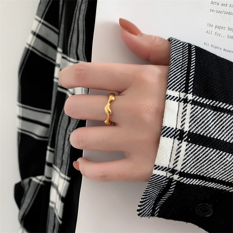 Gold Thick Wave Ring, Ocean Wave Band, Zigzag Ring, Minimalist Ring, Thick Chevron Wave Band, Dainty Waves Ring , wave ring