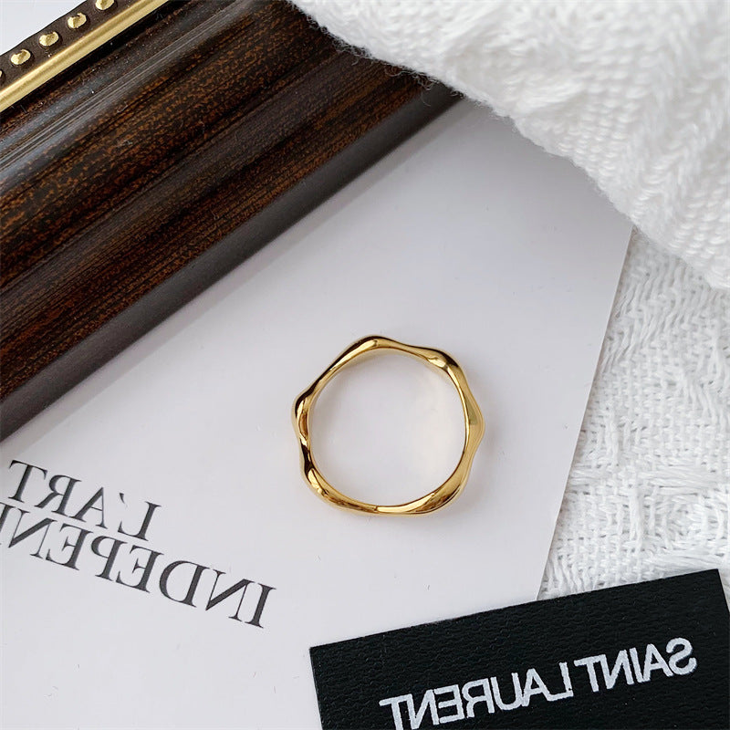Gold Thick Wave Ring, Ocean Wave Band, Zigzag Ring, Minimalist Ring, Thick Chevron Wave Band, Dainty Waves Ring , wave ring
