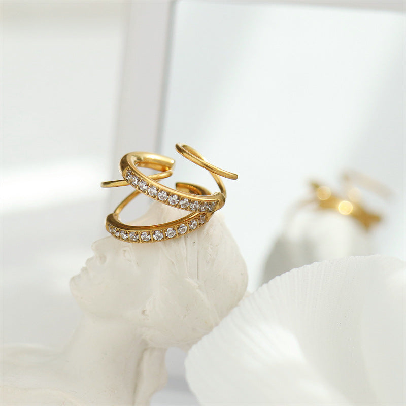 18k Gold Spiral Hoops - Waterproof Twisted Hoop Earrings - Stainless Steel Double Hoops - CZ Hoops - Dainty Gold Hoops