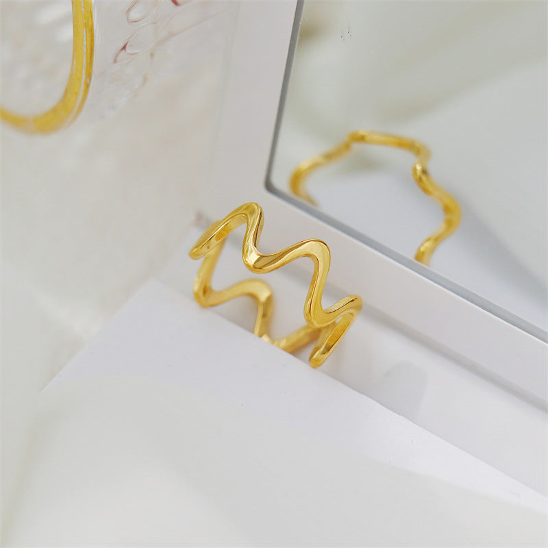 18k Gold Wave Ring, Gold Ring, Dainty Waves Ring, Minimalist Ring, Gold Plated Ring, Thin Wave Ring, Gold Rings For women