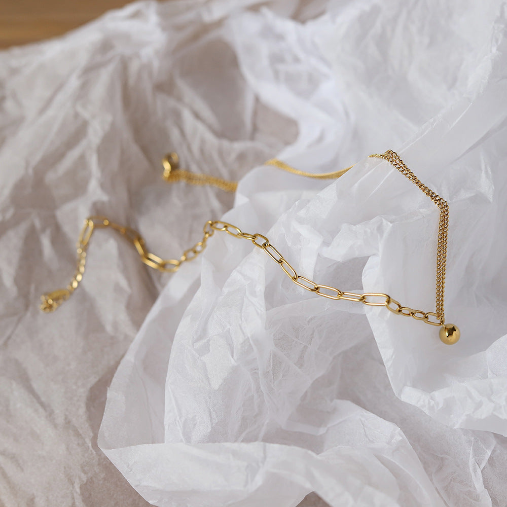 18k Gold Ball Pendant Necklace, Gold Chain Link Necklace, Minimalist Gold Necklace, Gold Pendant Necklace, Dainty Gold Necklace, Minimalist