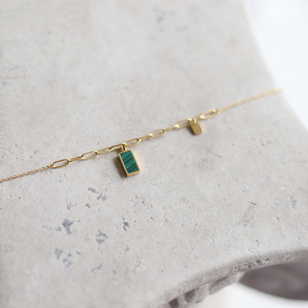 Green Necklace ,18K Gold Birthstone Necklace, Dainty Charm Pendant Necklace, Olive Green stone, Best Gift For her