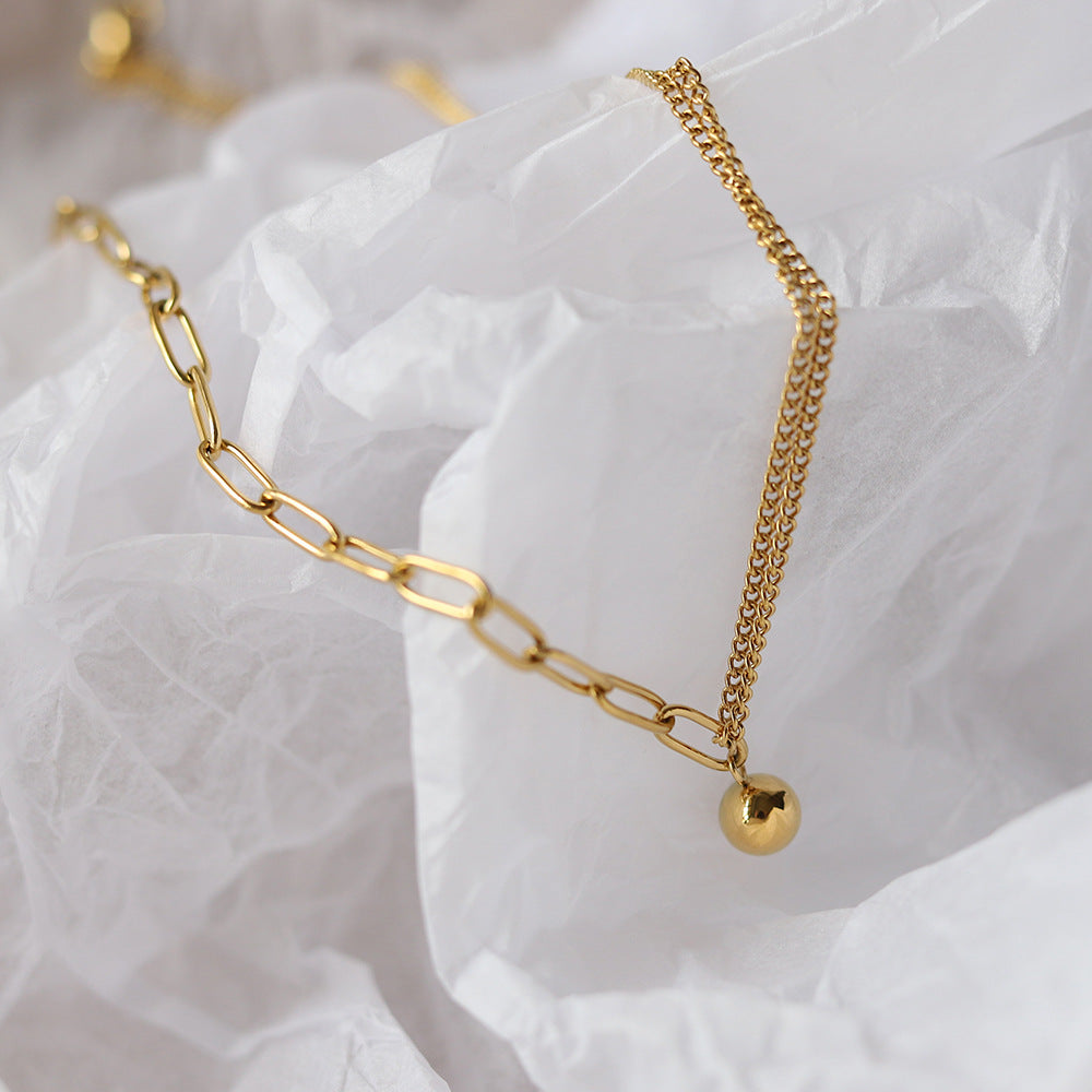 18k Gold Ball Pendant Necklace, Gold Chain Link Necklace, Minimalist Gold Necklace, Gold Pendant Necklace, Dainty Gold Necklace, Minimalist