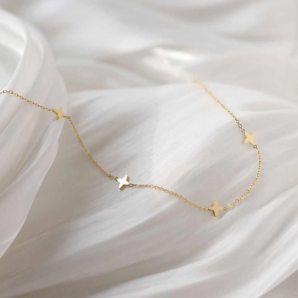 Four Leaf Clover Necklace, 18K Gold Clover Necklace, Clover Necklace, Lucky Clover Necklace, Hypoallergenic, Gift For Her (Etsy)