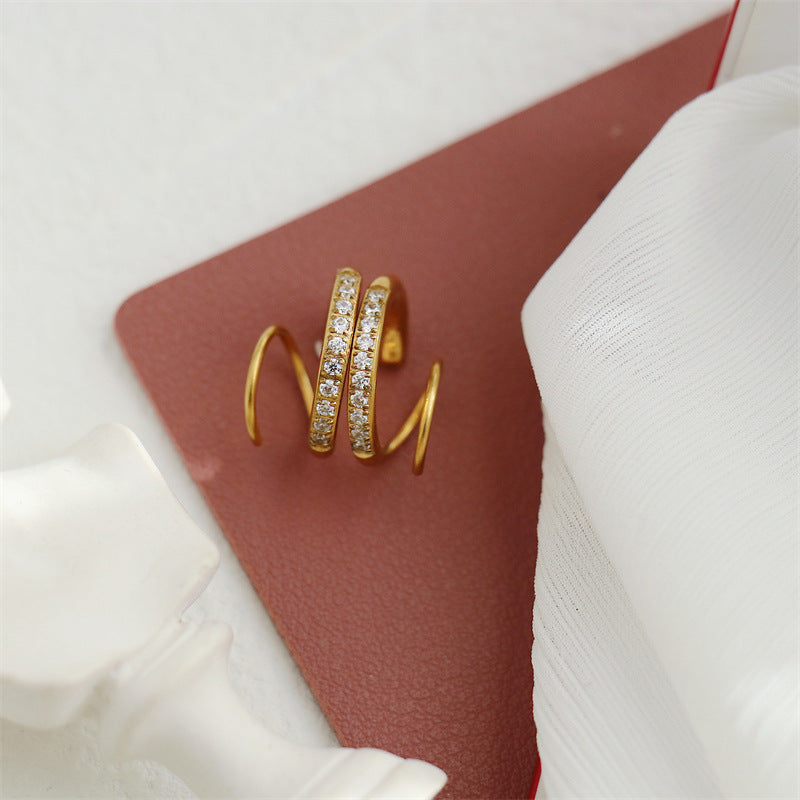18k Gold Spiral Hoops - Waterproof Twisted Hoop Earrings - Stainless Steel Double Hoops - CZ Hoops - Dainty Gold Hoops