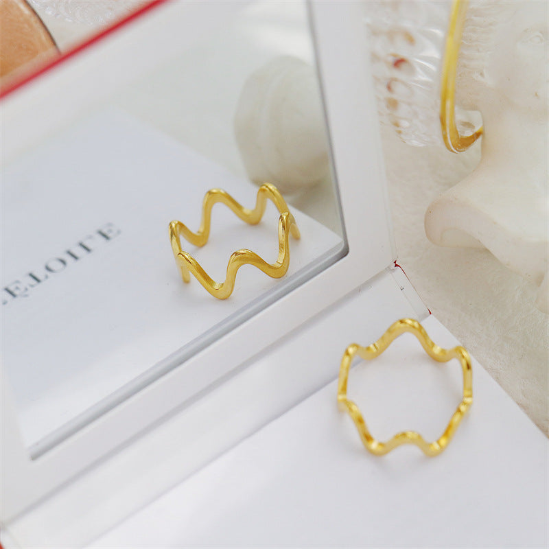 18k Gold Wave Ring, Gold Ring, Dainty Waves Ring, Minimalist Ring, Gold Plated Ring, Thin Wave Ring, Gold Rings For women