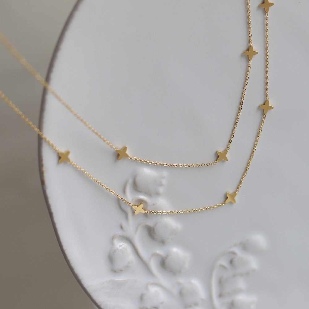 Four Leaf Clover Necklace, 18K Gold Clover Necklace, Clover Necklace, Lucky Clover Necklace, Hypoallergenic, Gift For Her (Etsy)
