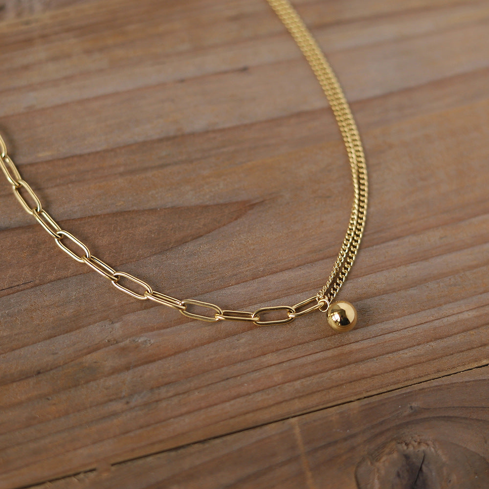 18k Gold Ball Pendant Necklace, Gold Chain Link Necklace, Minimalist Gold Necklace, Gold Pendant Necklace, Dainty Gold Necklace, Minimalist
