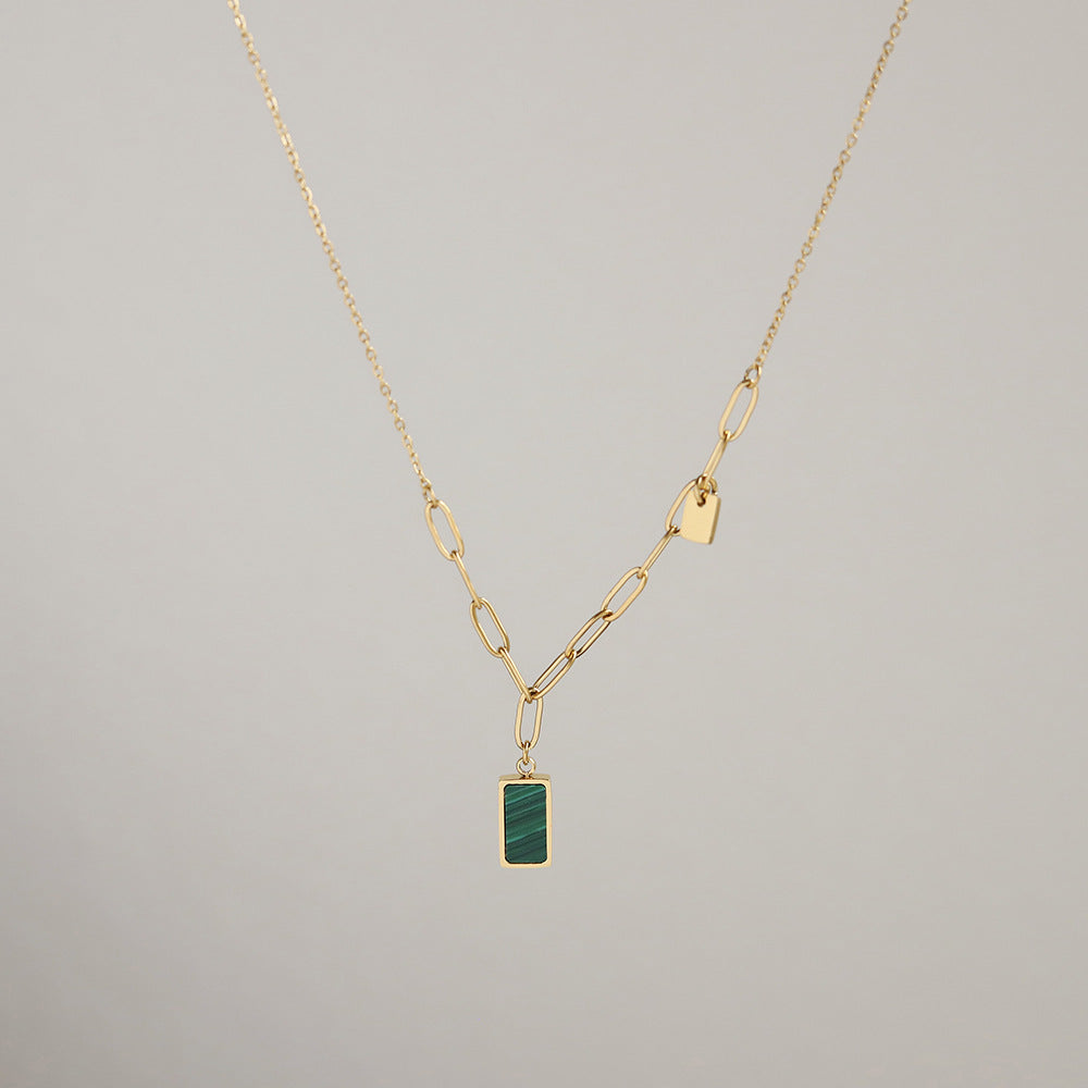 Green Necklace ,18K Gold Birthstone Necklace, Dainty Charm Pendant Necklace, Olive Green stone, Best Gift For her