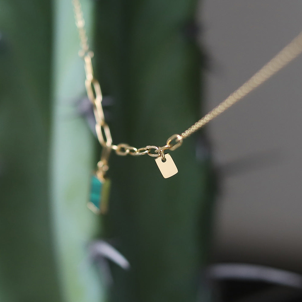 Green Necklace ,18K Gold Birthstone Necklace, Dainty Charm Pendant Necklace, Olive Green stone, Best Gift For her