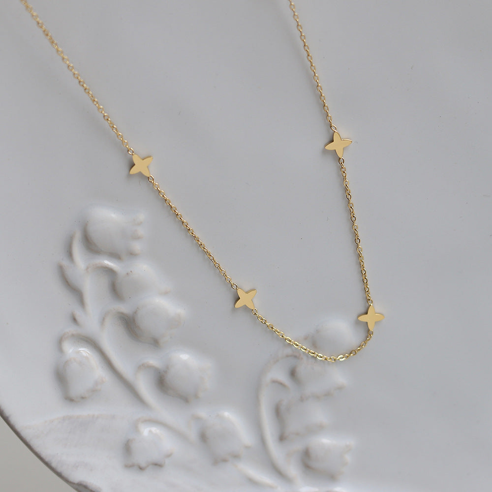 Four Leaf Clover Necklace, 18K Gold Clover Necklace, Clover Necklace, Lucky Clover Necklace, Hypoallergenic, Gift For Her (Etsy)