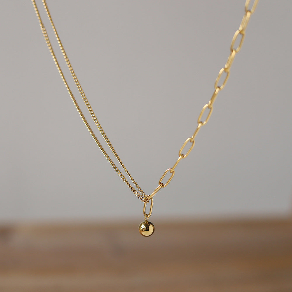 18k Gold Ball Pendant Necklace, Gold Chain Link Necklace, Minimalist Gold Necklace, Gold Pendant Necklace, Dainty Gold Necklace, Minimalist