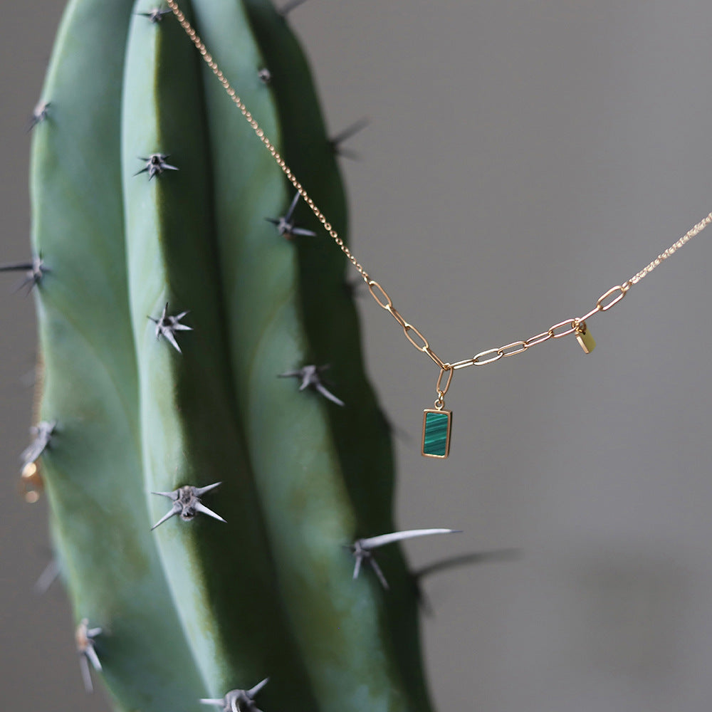 Green Necklace ,18K Gold Birthstone Necklace, Dainty Charm Pendant Necklace, Olive Green stone, Best Gift For her