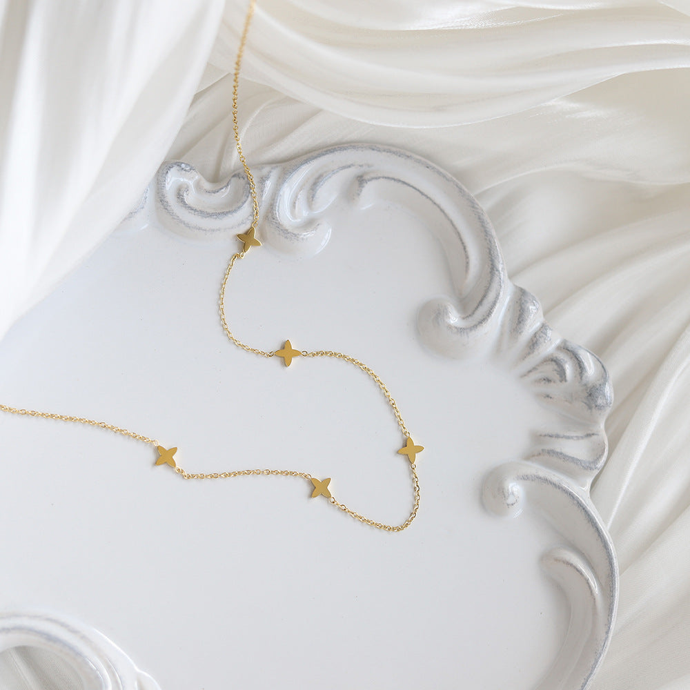Four Leaf Clover Necklace, 18K Gold Clover Necklace, Clover Necklace, Lucky Clover Necklace, Hypoallergenic, Gift For Her (Etsy)
