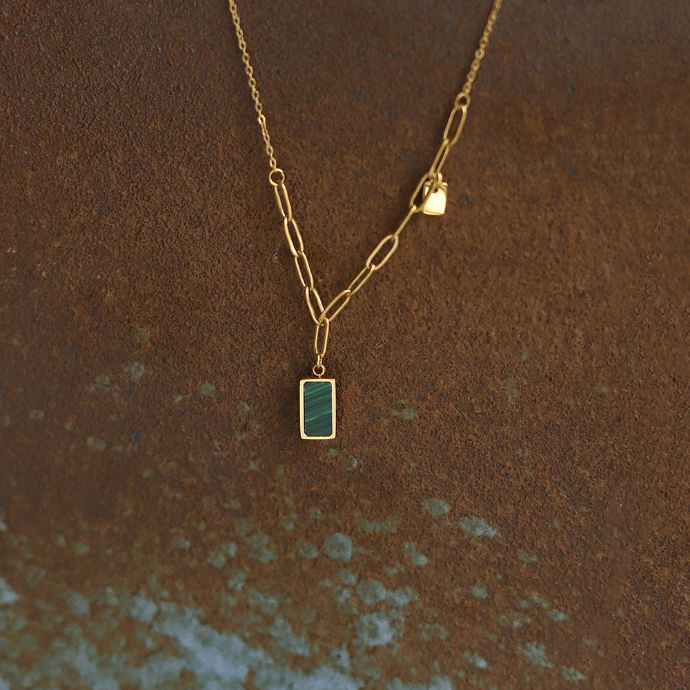 Green Necklace ,18K Gold Birthstone Necklace, Dainty Charm Pendant Necklace, Olive Green stone, Best Gift For her