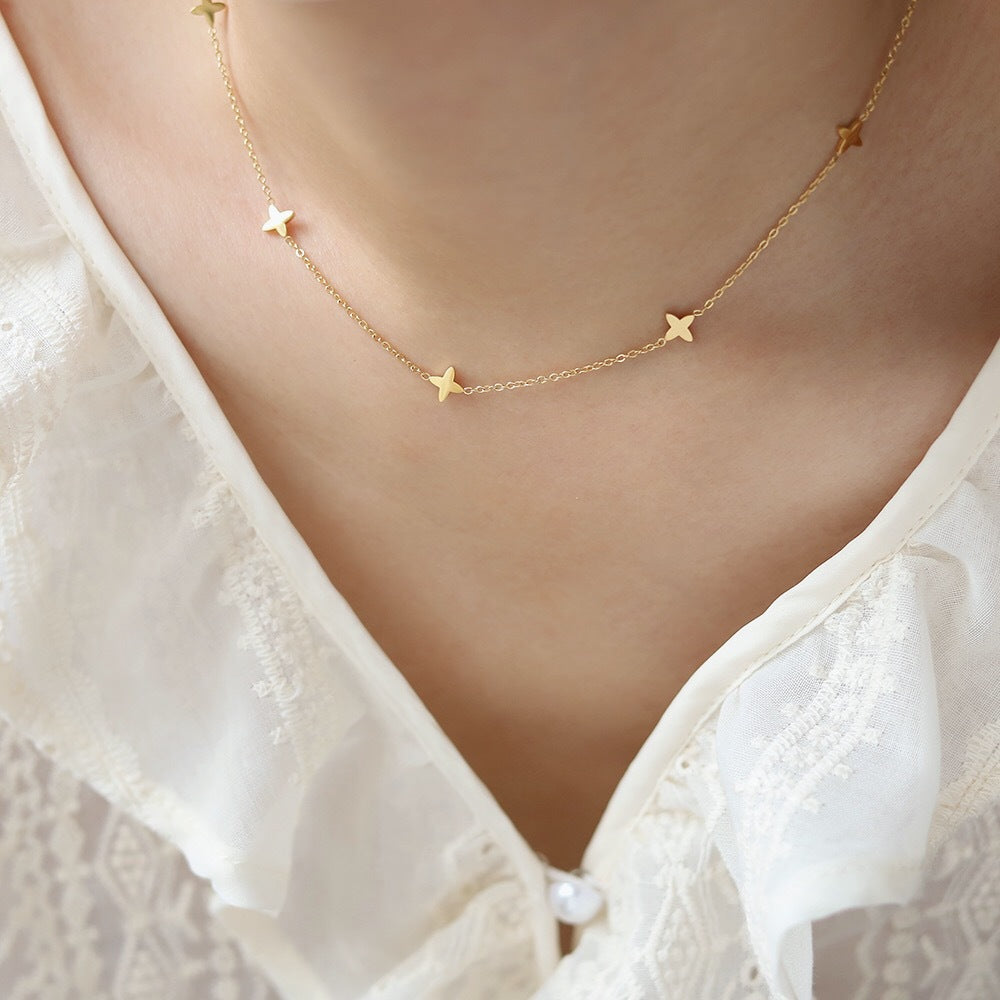 Four Leaf Clover Necklace, 18K Gold Clover Necklace, Clover Necklace, Lucky Clover Necklace, Hypoallergenic, Gift For Her  (Etsy)