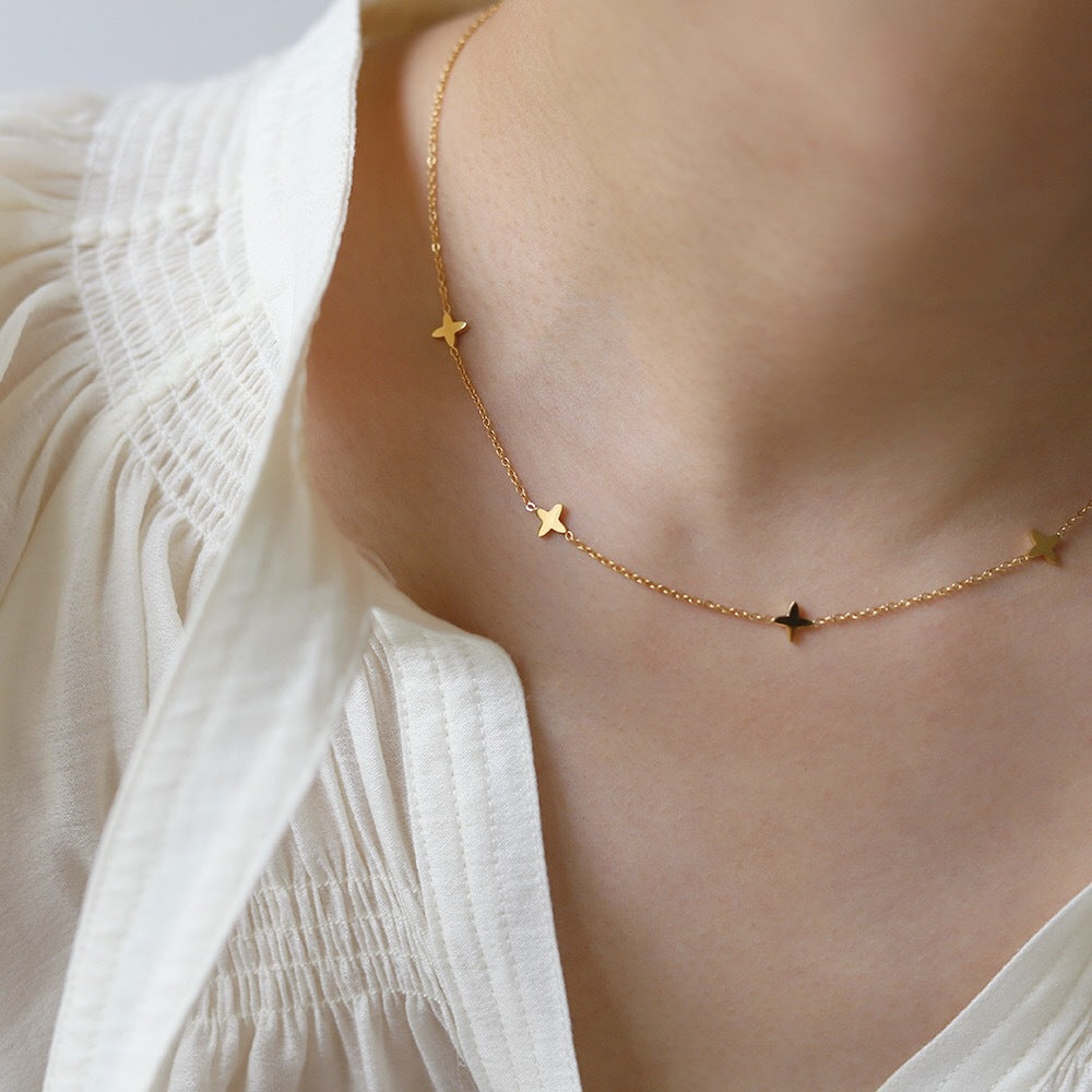 Four Leaf Clover Necklace, 18K Gold Clover Necklace, Clover Necklace, Lucky Clover Necklace, Hypoallergenic, Gift For Her (Etsy)