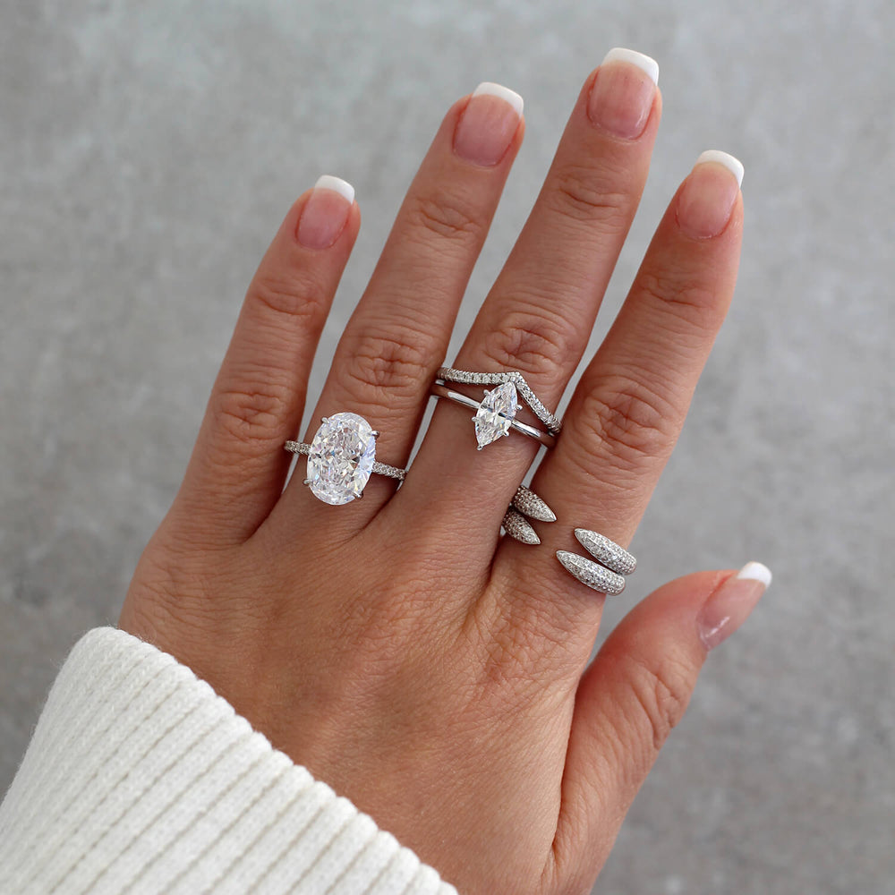 Alex Oval Cut Halo CZ Ring