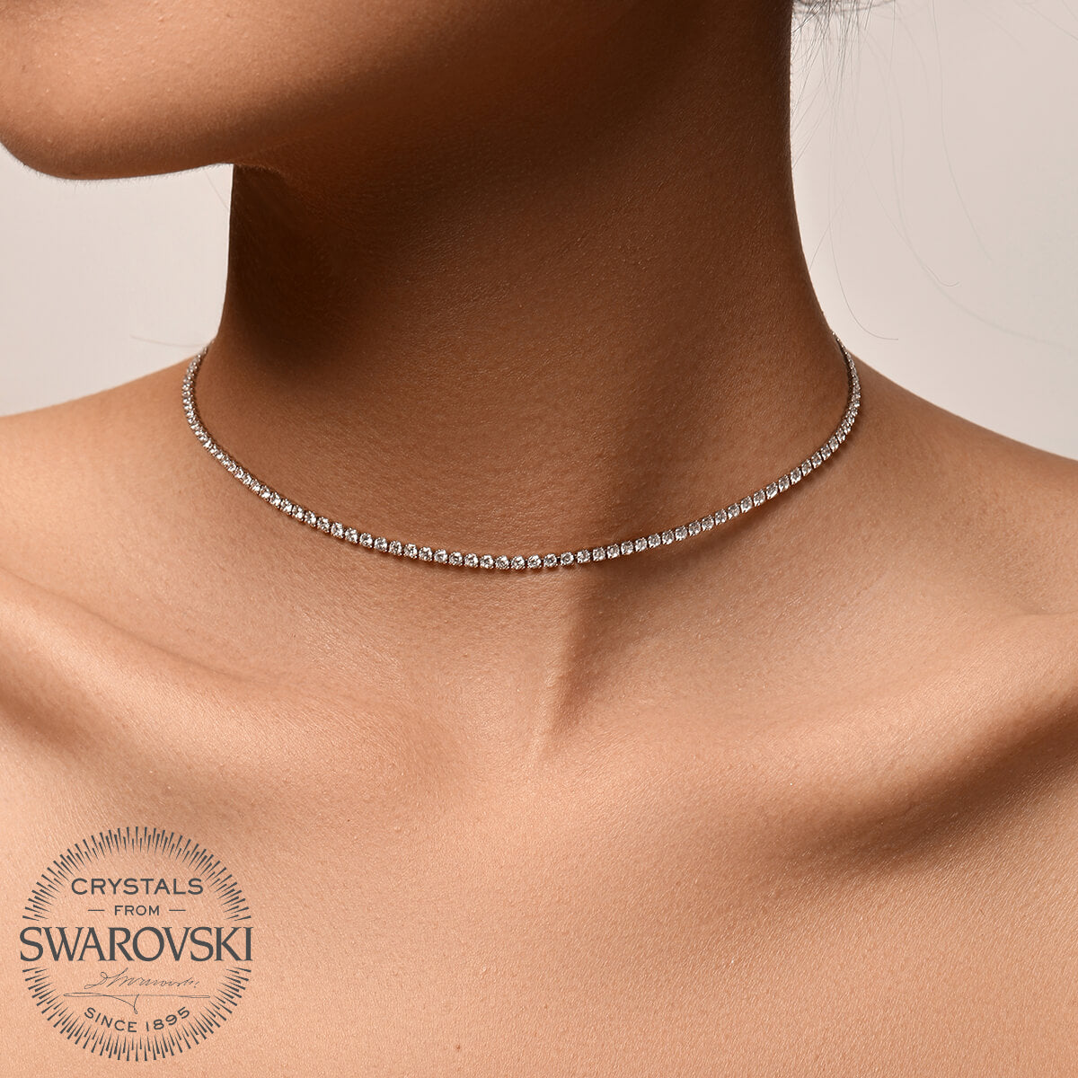 Meredith Sterling Silver 2mm Tennis Choker Necklace