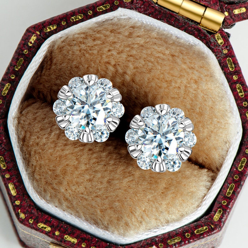0.5CT Certified Moissanite Earring Studs, White Gold Round Cut Moissanite Stud, Sterling Silver Earrings,Moissanite Earring, Bridal Earrings LATUKI