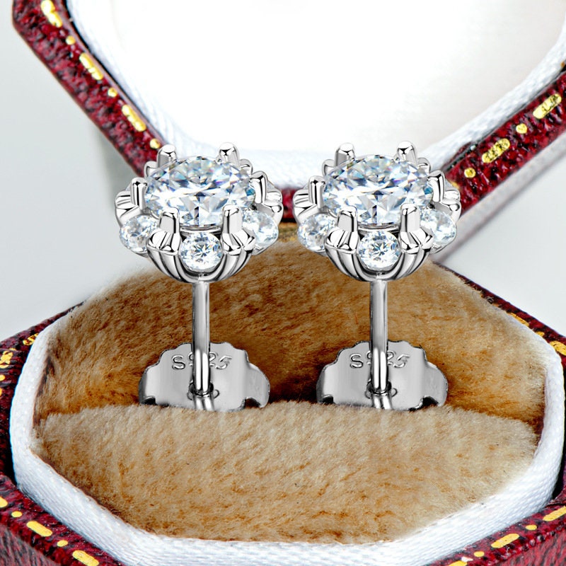 0.5CT Certified Moissanite Earring Studs, White Gold Round Cut Moissanite Stud, Sterling Silver Earrings,Moissanite Earring, Bridal Earrings LATUKI