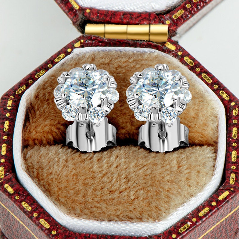 0.5CT Certified Moissanite Earring Studs, White Gold Round Cut Moissanite Stud, Sterling Silver Earrings,Moissanite Earring, Bridal Earrings LATUKI