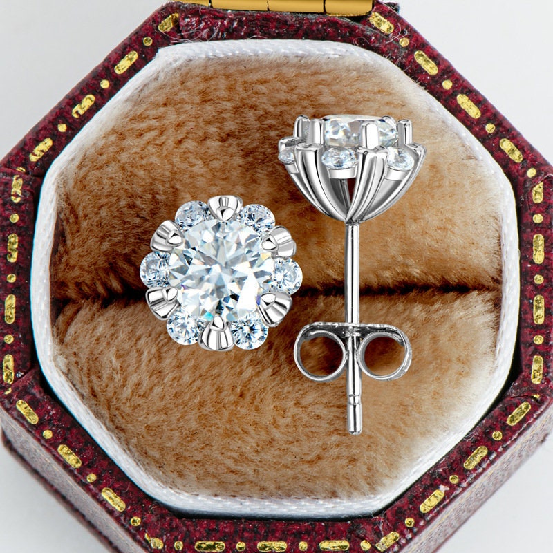 0.5CT Certified Moissanite Earring Studs, White Gold Round Cut Moissanite Stud, Sterling Silver Earrings,Moissanite Earring, Bridal Earrings LATUKI