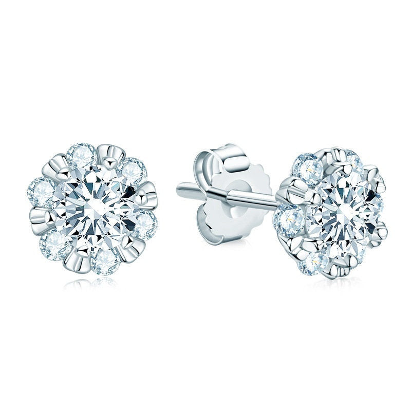 0.5CT Certified Moissanite Earring Studs, White Gold Round Cut Moissanite Stud, Sterling Silver Earrings,Moissanite Earring, Bridal Earrings LATUKI