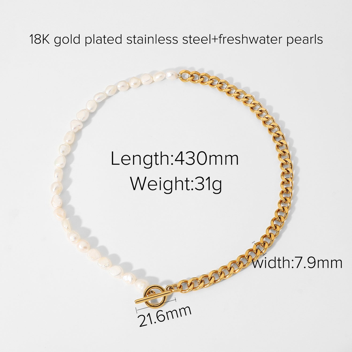 cuban link chain with pendant-Pearl Buckle Cuban Chain Necklace- bling cuban link chain- pearl necklace