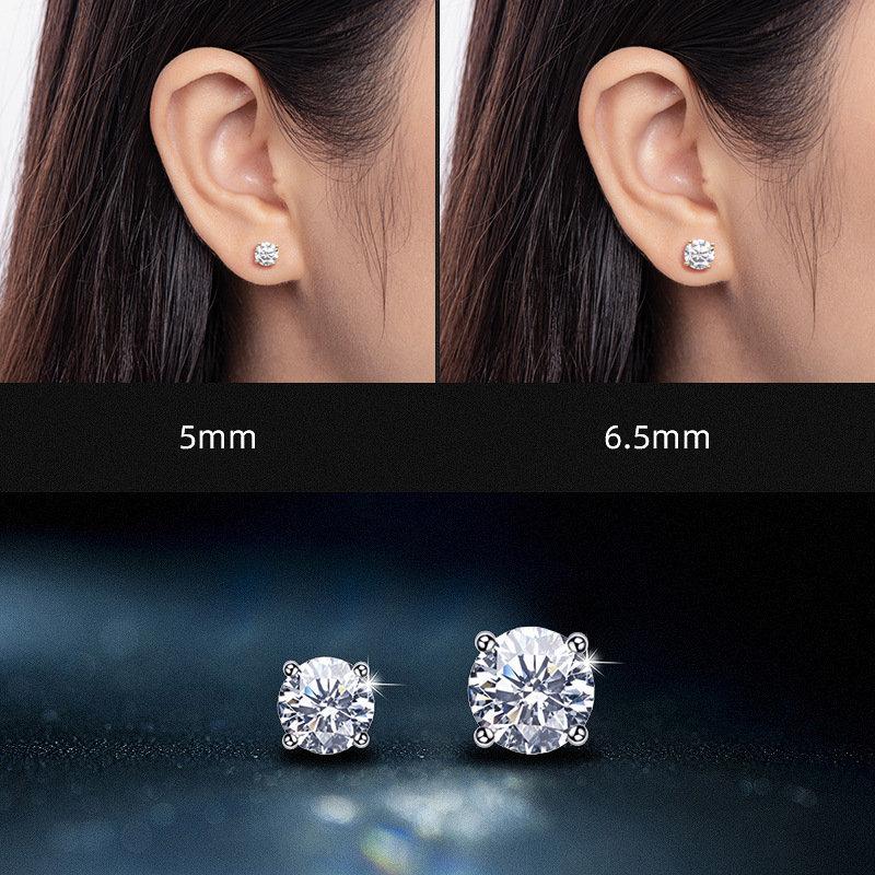 1 CT Moissanite Earring Studs,14K Gold Solid Round Cut Moissanite Stud, Sterling Silver Stud Earrings, Moissanite Earring, Bridal Earrings, LATUKI