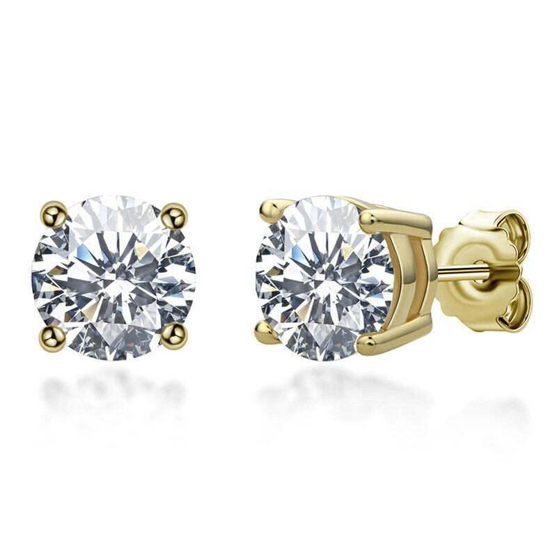 1 CT Moissanite Earring Studs,14K Gold Solid Round Cut Moissanite Stud, Sterling Silver Stud Earrings, Moissanite Earring, Bridal Earrings, LATUKI