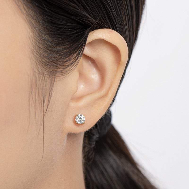 1 CT Moissanite Earring Studs,14K Gold Solid Round Cut Moissanite Stud, Sterling Silver Stud Earrings, Moissanite Earring, Bridal Earrings, LATUKI