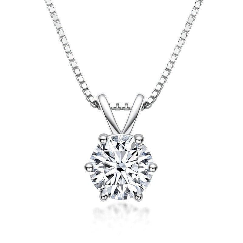 1 CT Moissanite Necklace, 14K Gold Round Cut Moissanite Necklace, Sterling Silver Necklace, Moissanite Necklace, Mothers Day Gift, Necklace LATUKI