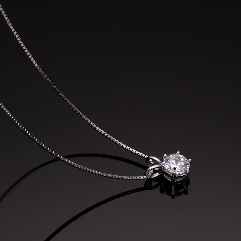 1 CT Moissanite Necklace, 14K Gold Round Cut Moissanite Necklace, Sterling Silver Necklace, Moissanite Necklace, Mothers Day Gift, Necklace LATUKI