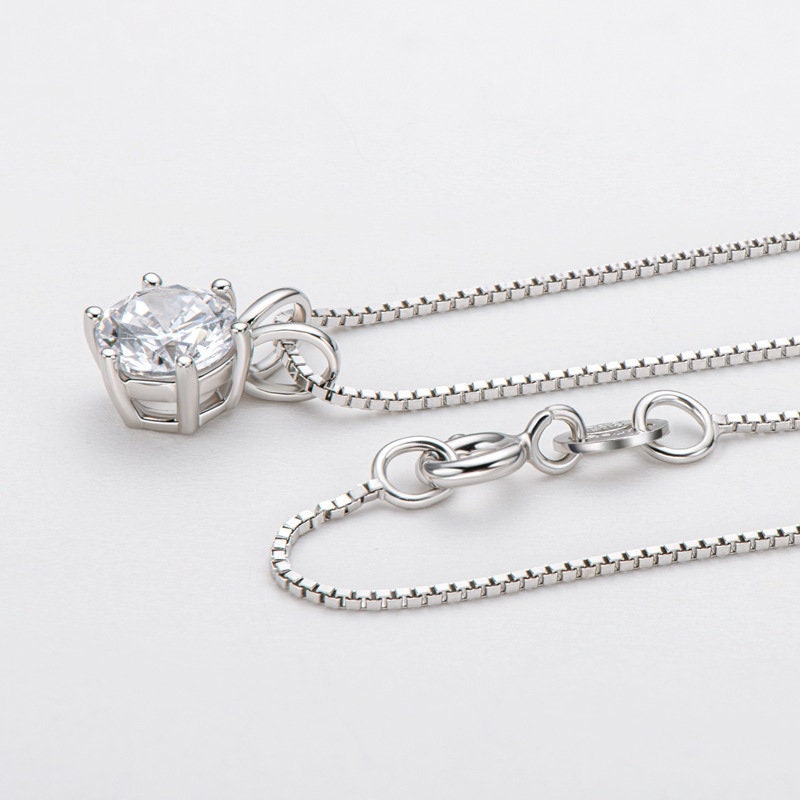 1 CT Moissanite Necklace, 14K Gold Round Cut Moissanite Necklace, Sterling Silver Necklace, Moissanite Necklace, Mothers Day Gift, Necklace LATUKI