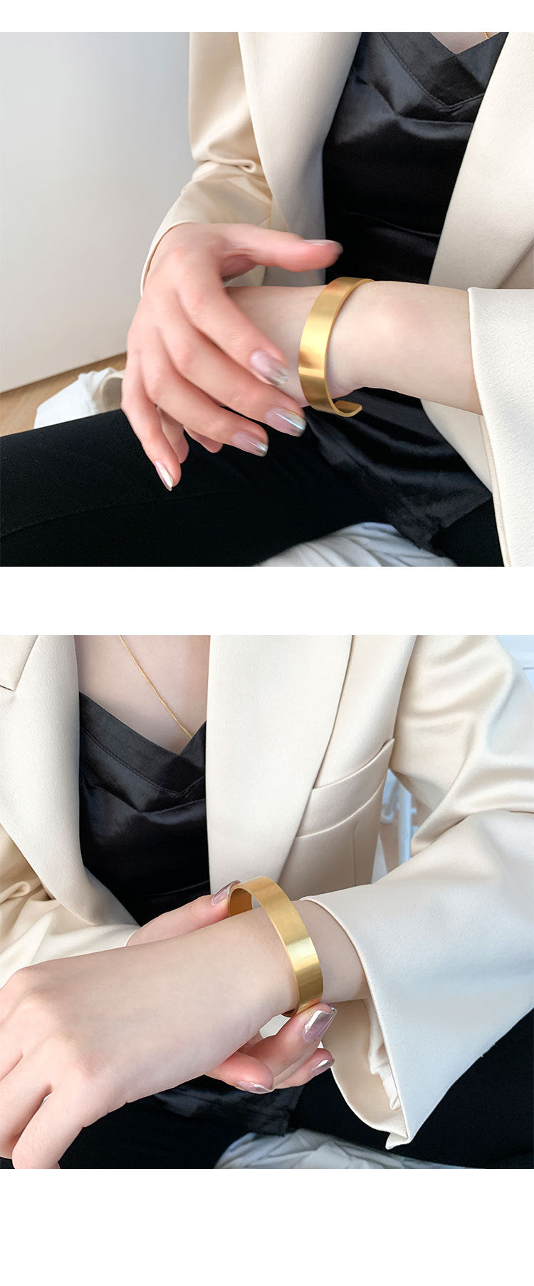 Stany Brushed 18K Gold Bangle Bracelet