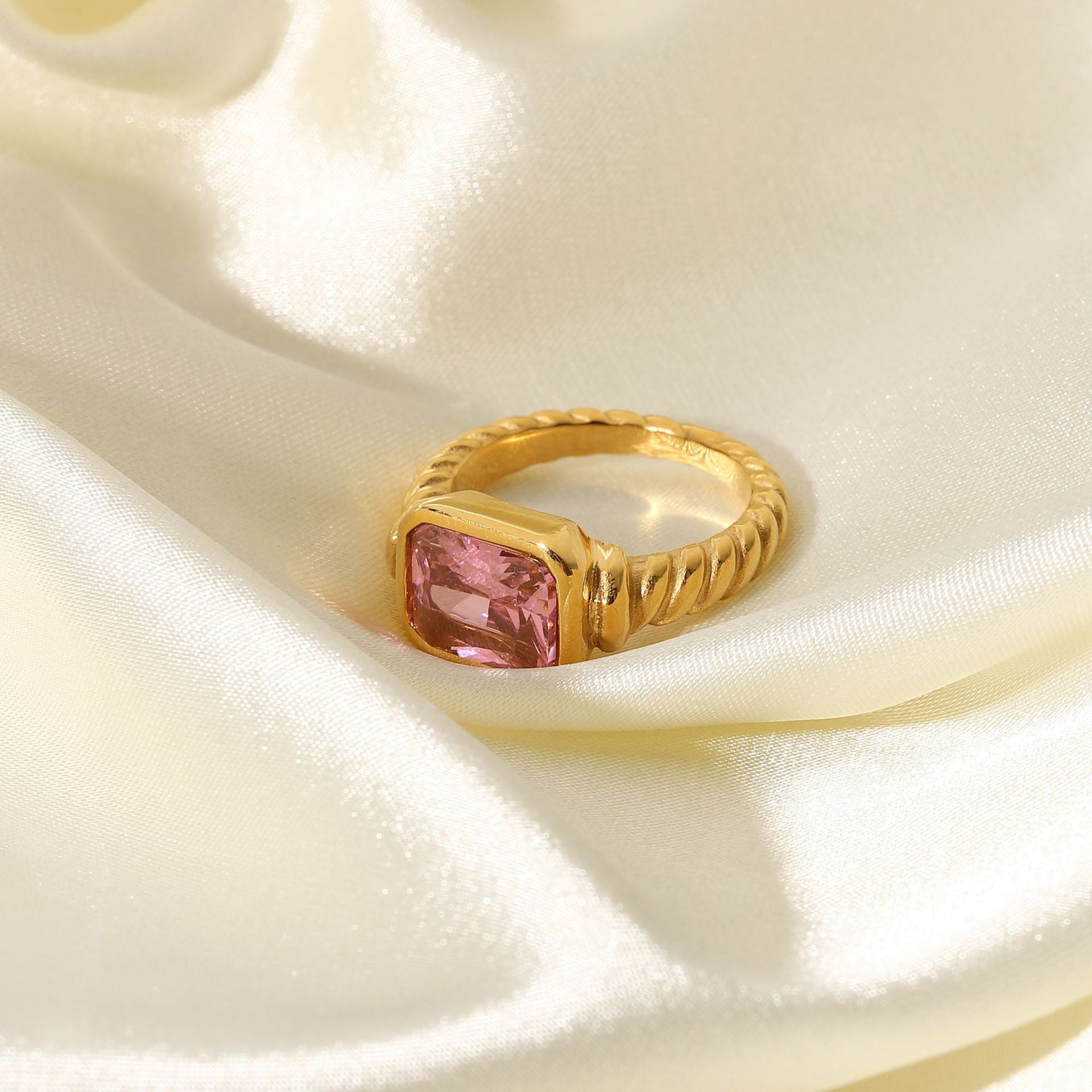 Emerald Croissant Ring-Twisted Emerald Croissant Ring-Emerald Ring