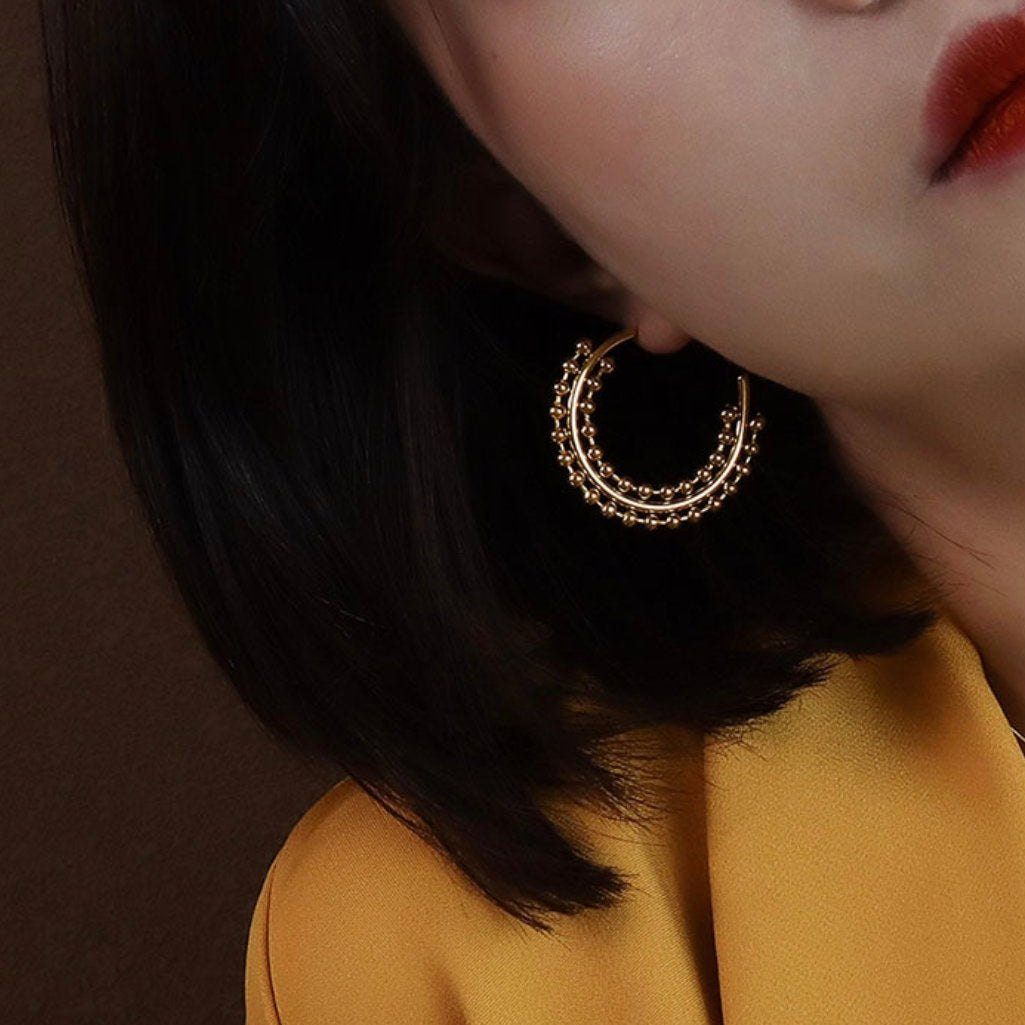 18 GOLD FILLED Hoops, Chunky Gold Hoop Earrings, Lightweight Earrings, Large Hoop Earrings, Statement Earrings Hoops, Gold Earrings, Gift LATUKI