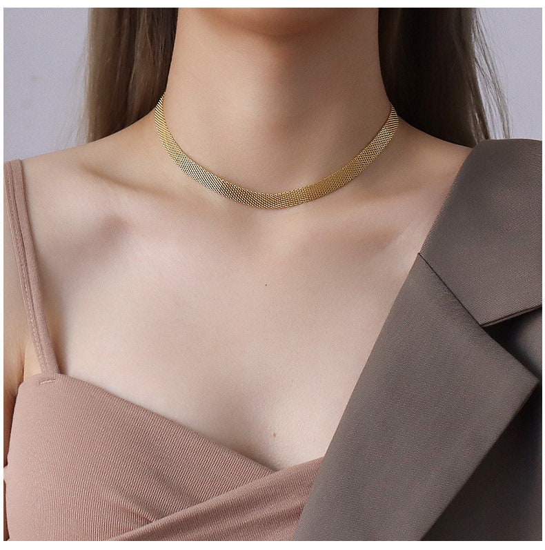 18K GOLD FILLED Choker Collar Necklace, Choker Necklace, Gold Neck Cuff, Choker Necklace, Birthday Gift, Christmas Gift, Snake Necklace LATUKI