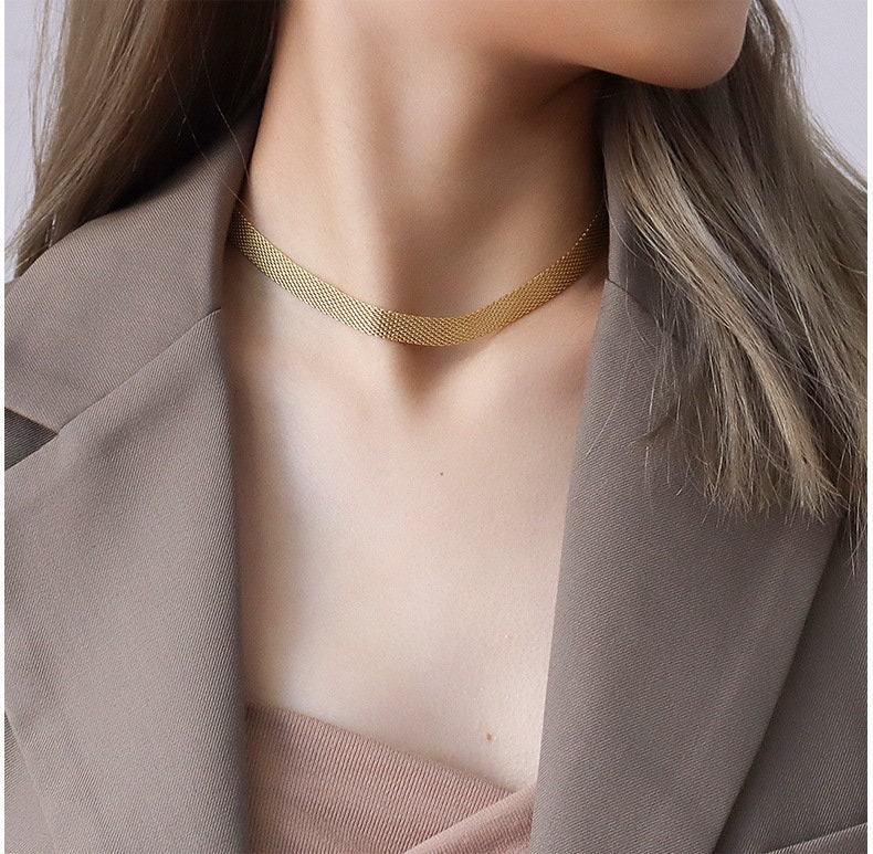 18K GOLD FILLED Choker Collar Necklace, Choker Necklace, Gold Neck Cuff, Choker Necklace, Birthday Gift, Christmas Gift, Snake Necklace LATUKI