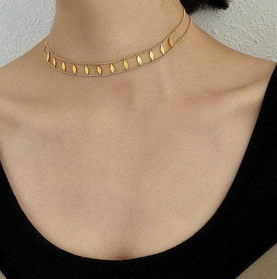 18K GOLD FILLED Choker Collar Necklace, Dainty Choker Necklace, Gold Neck Cuff, Choker Necklace, Minimalist Gold Necklace, Gold Necklace LATUKI