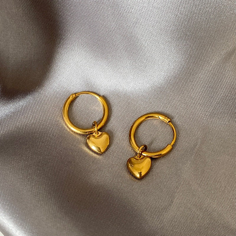 18K GOLD FILLED Heart Earrings,Dainty Heart Earrings, Dangle Heart Earrings, Mini Heart Earrings, Gift For Her, Mothers Day Gift, Waterproof LATUKI