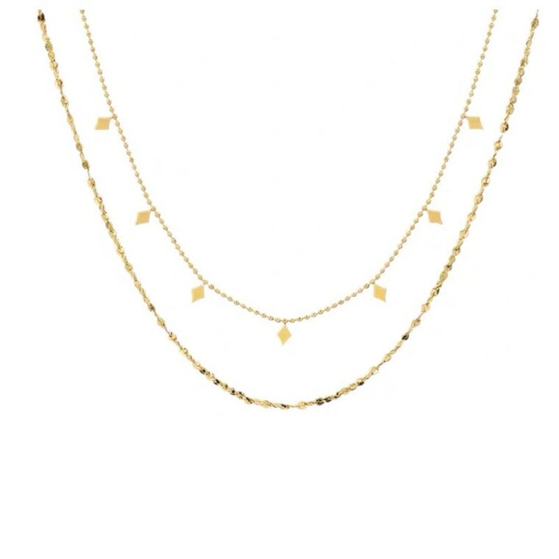 18K GOLD FILLED Layered Necklace, Two Strand Choker, Double Necklace Set, Double Chain Choker, Gift For Her, Anti-Tarnish/Waterproof Jewelry LATUKI
