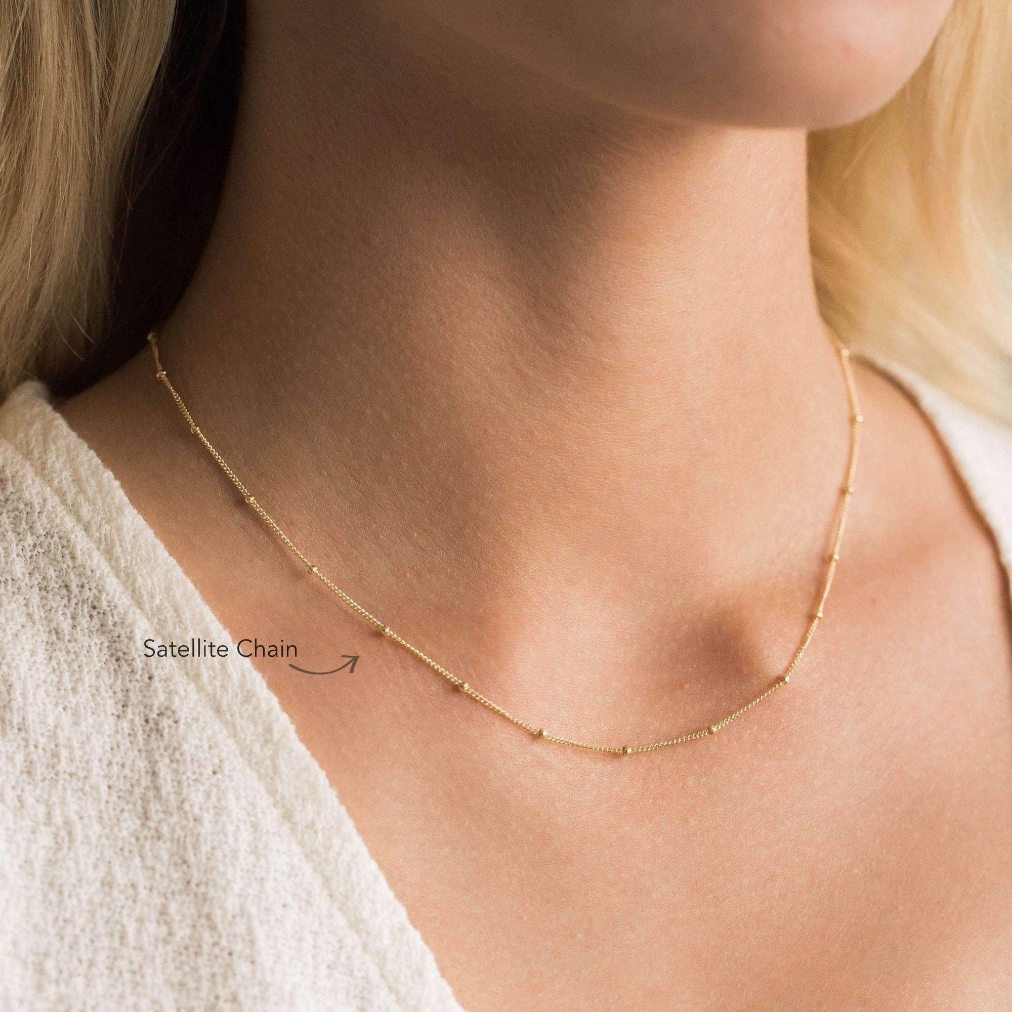18K Gold Filled Mini Ball necklace, sphere necklace, satellite chain, 18k gold chain necklace, layering necklace, dainty necklace, gift LATUKI