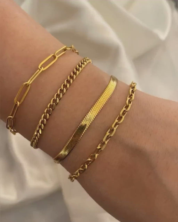 Julia Gold Link Chain Bracelet Set