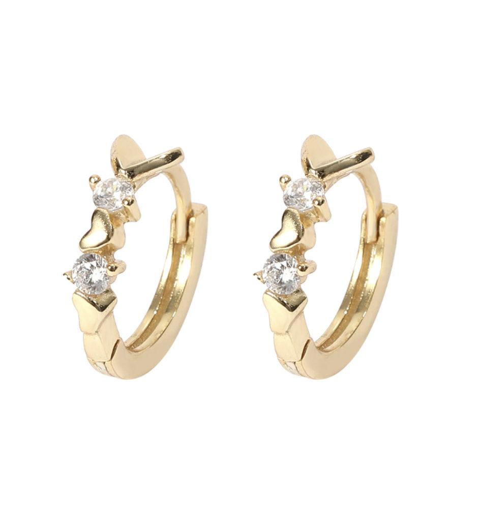 925 Sterling silver, Baby heart hoops,Dainty hoops, Minimalistic style, tiny mini hoops, cartilage hoops, everyday wear, cz diamond LATUKI